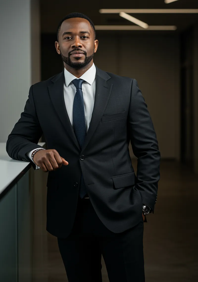 Professional Look in a Black Suit