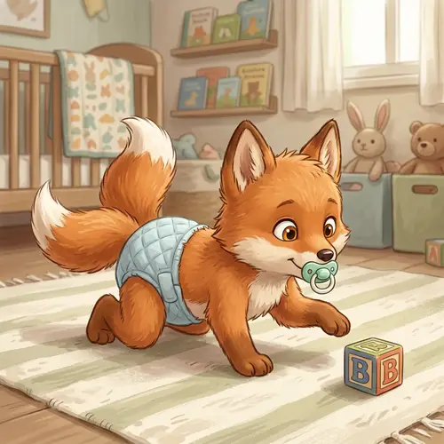 Cute Two-Tailed Fox Newborn Illustration
