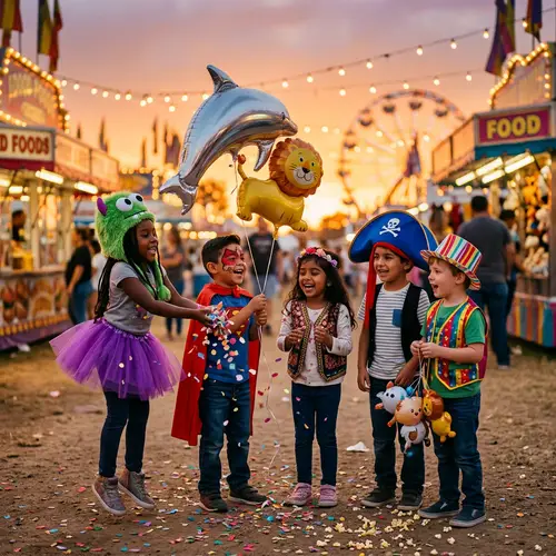 Colorful Children's Carnival: Diverse Kids in Bright Costumes