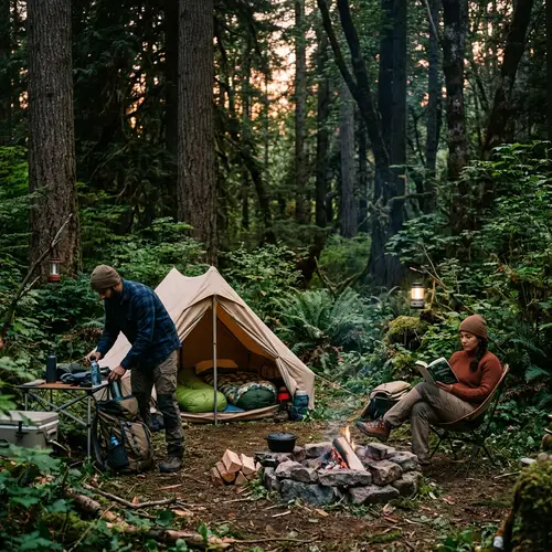 Tranquil Campsite in Ancient Forest | Wilderness Camping Scene