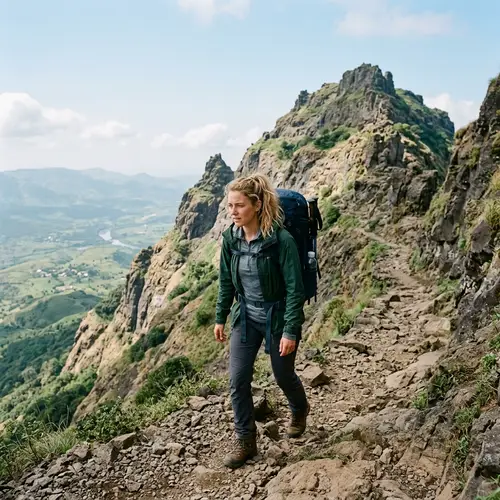 Courageous Female Adventurer Trekking majestic peak of Kalsubai Mountain