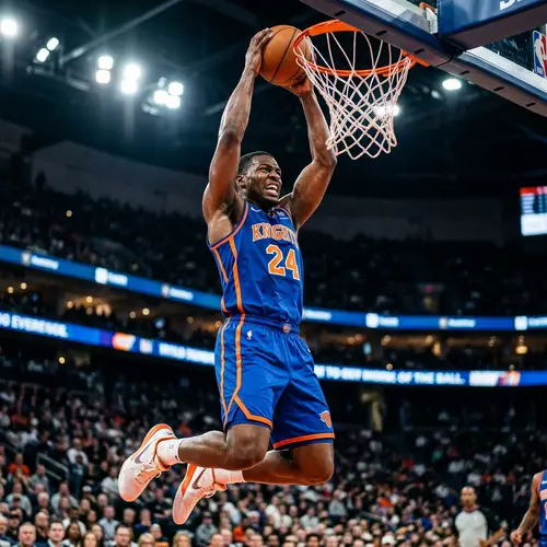 Vibrant Mid-Air Dunk by Dynamic Basketball Player