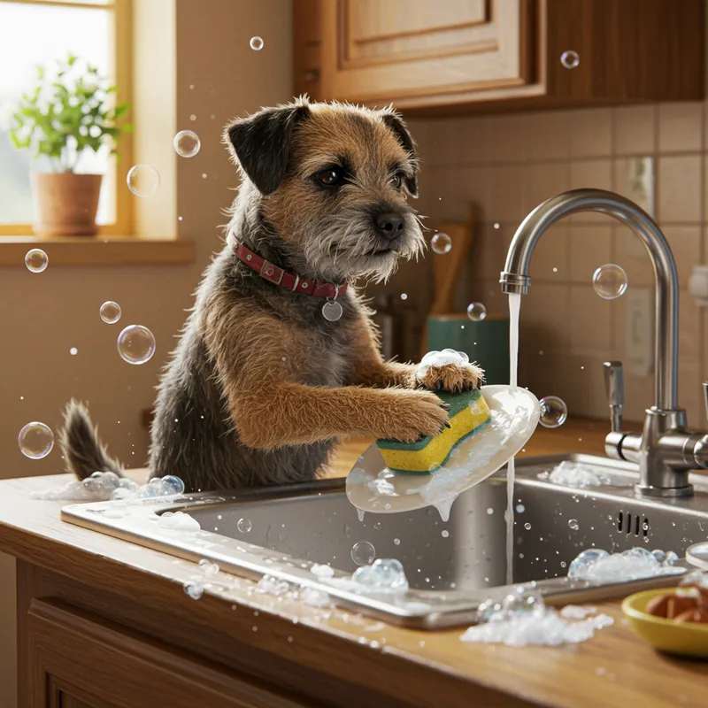 Border Terrier Doing the Dishes | Cute Dog Videos