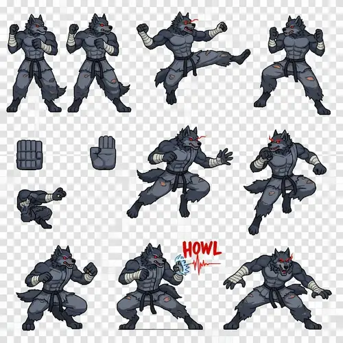 Wolf Sprites for Fighting Game