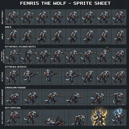 Wolf Sprites for Fighting Game