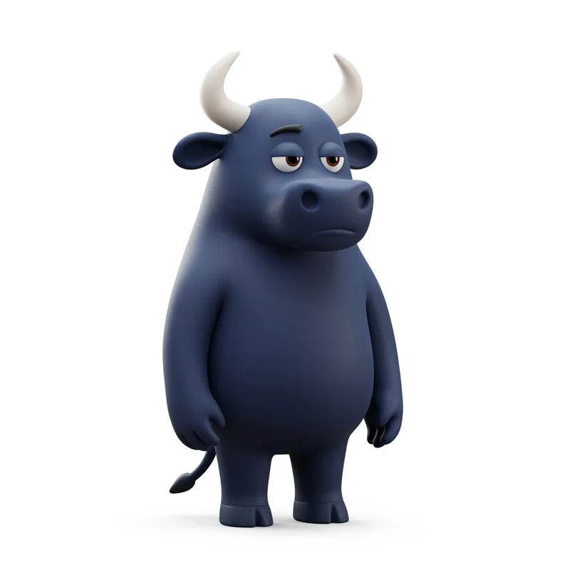Chill Blue Bull Mascot 3D Render - Friendly & Modern