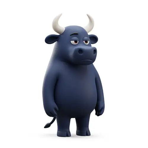 Chill Blue Bull Mascot 3D Render - Friendly & Modern