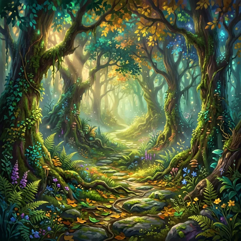 Enchanted Forest Path | Mystical Shadows & Vibrant Colors Enchanted Forest Path | Mystical Shadows & Vibrant Colors
