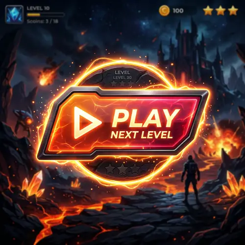 Dynamic & Vibrant 'Play' Button for Mobile Game - Next Level Challenge!