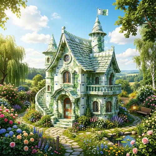 Whimsical Fantasy House of 100€ Banknotes