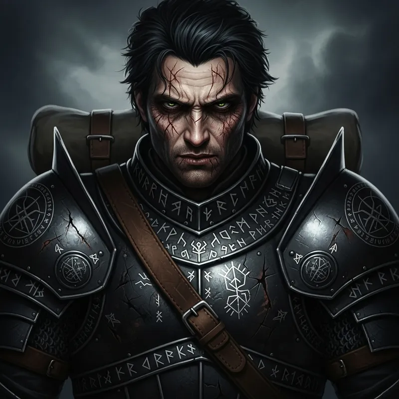 Haunted Warrior Portrait - Fantasy Medieval Art