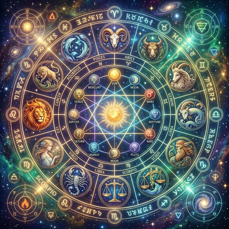 Astrology-Inspired Portrait of a Thoughtful Young Woman Astrology-Inspired Portrait of a Thoughtful Young Woman