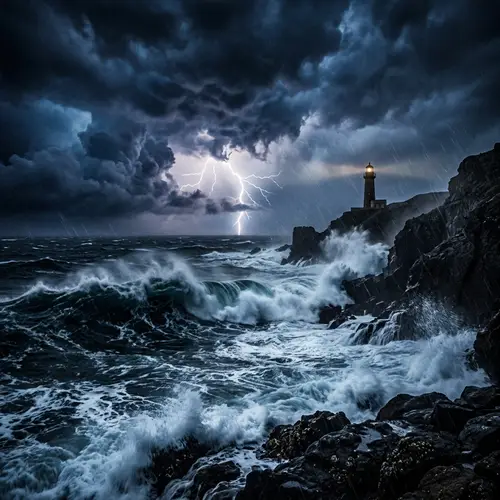 Dramatic Stormy Night Sky | Ocean Fury | Nature Power