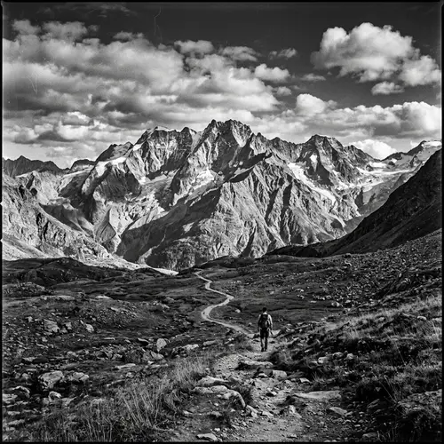 Vintage Black and White Mountain Landscape Photography