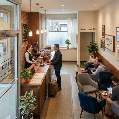 Compact Hotel Lobby Design for Comfort & Hospitality