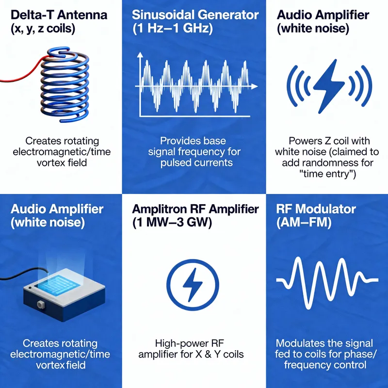 Advanced Electromagnetic Components for Time Vortex Creation