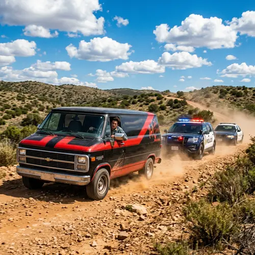 High-Stakes Chase: Young Male Evades Police in Classic Van