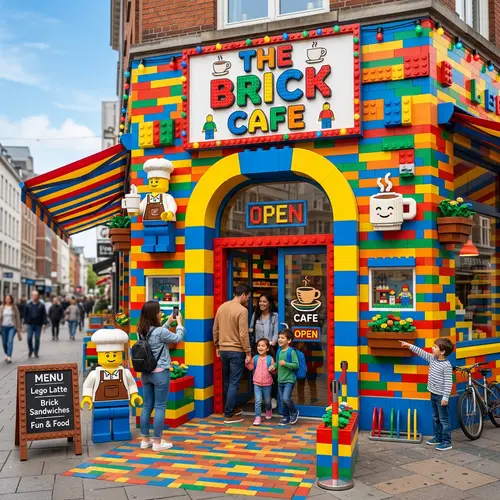 Colorful Cafe Entrance with Lego Theme