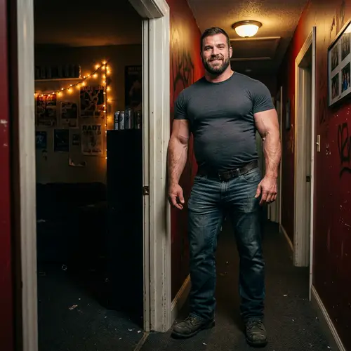 Friendly Giant Art Style Realism with Muscular Physique