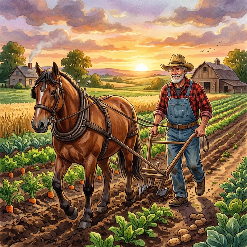 Rural Farmer Sketch: Charming Scene of Country Life