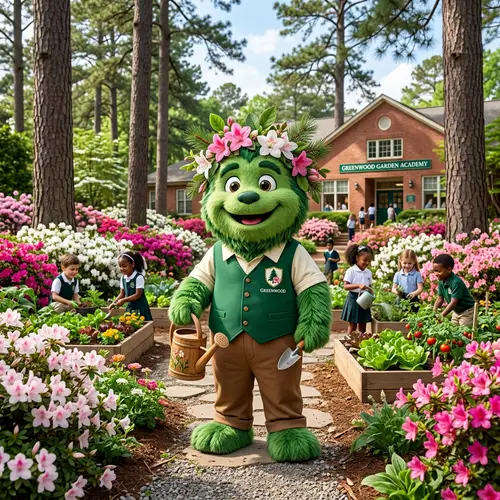 Create a Mascot with Azaleas and Pine Trees
