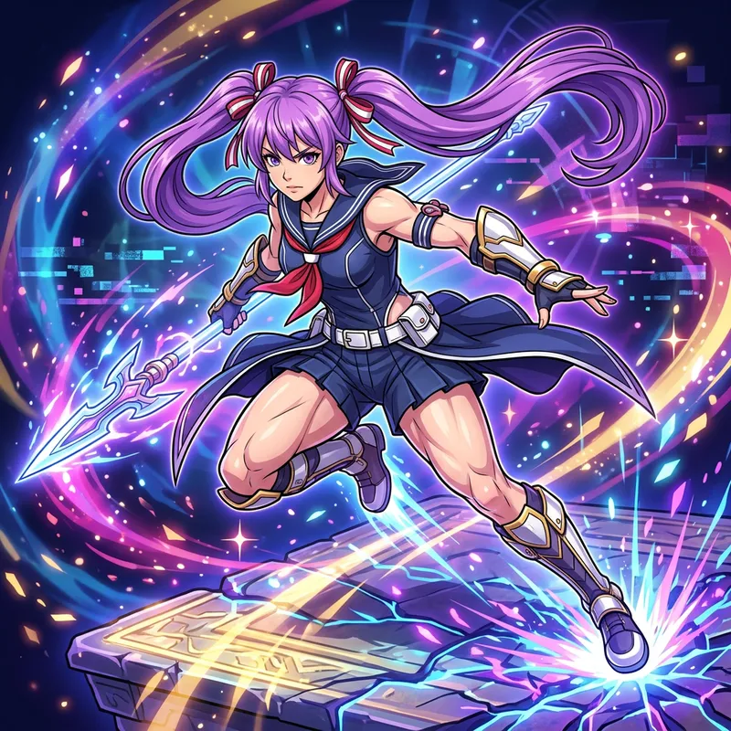 Suzuran from Azur Lane: Dynamic Action Pose in Vibrant Colors