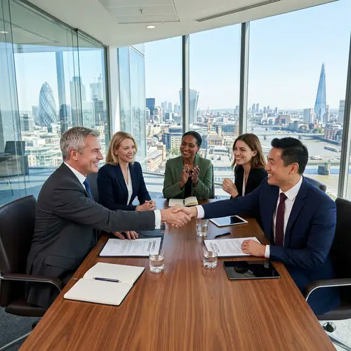 Executive Deal Closure in Luxury Office Setting