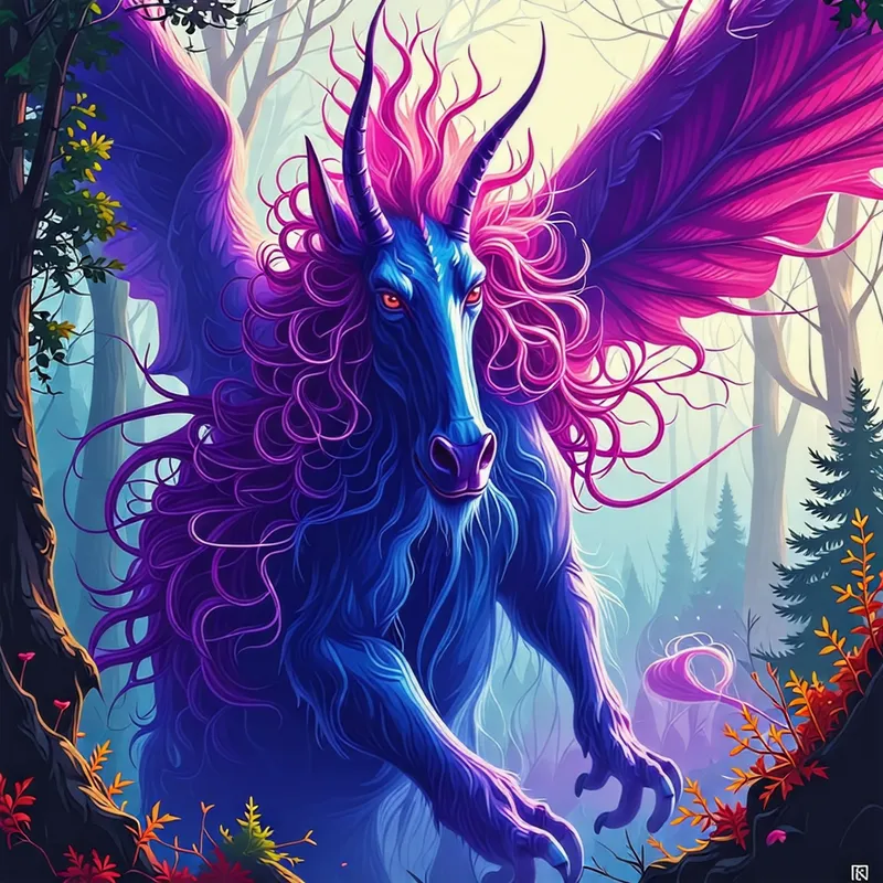 Majestic Mythical Creature in Mystical Fantasy Forest