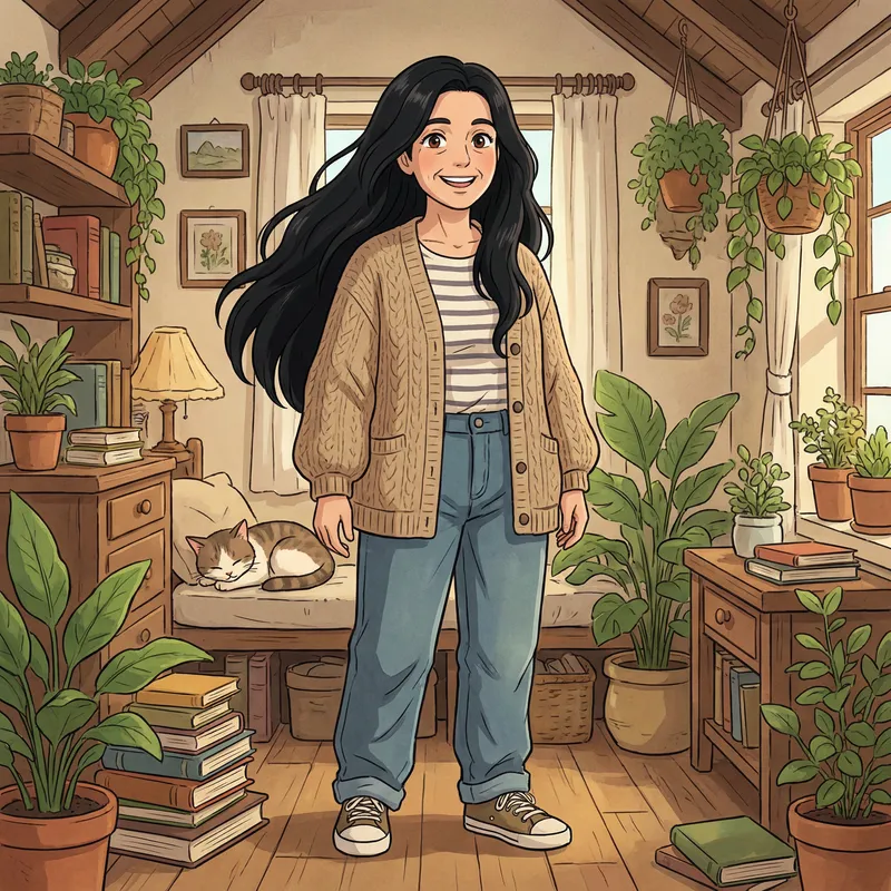 Disney-Inspired 50-Year-Old Woman: Long Black Hair & Brown Eyes