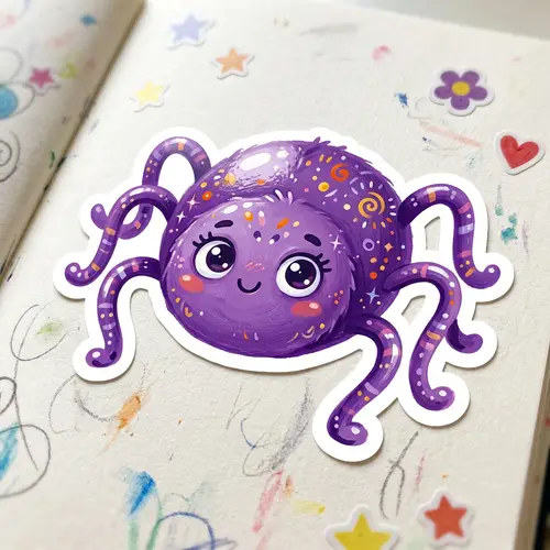 Endearing Purple Spider Painting | Playful & Vibrant Sticker Style