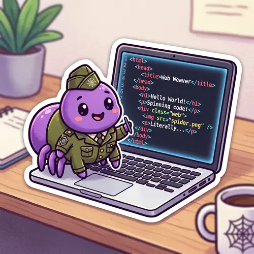 Charming Purple Spider in Military Uniform Sticker Art