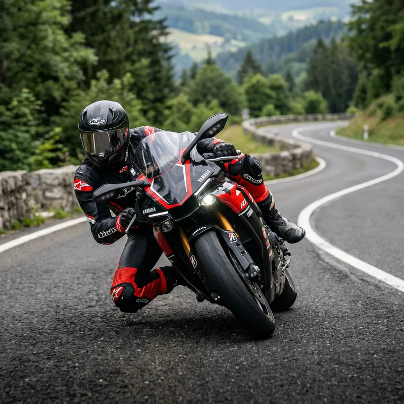 Dynamic Motorcycle Leaning Right Design