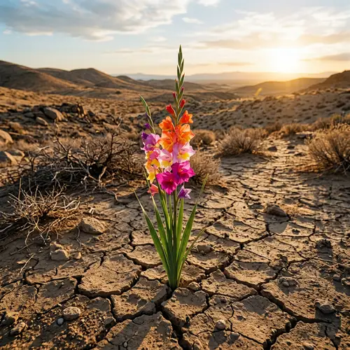 Resilient Gladiolus in Drought-Stricken Landscape