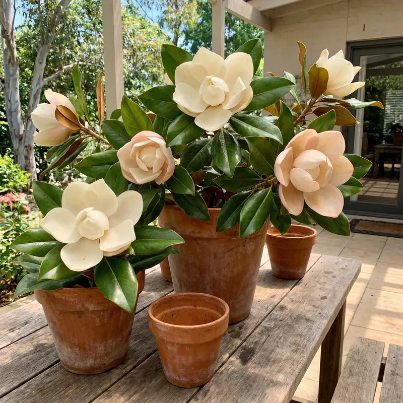 Terracotta Magnolia Blooms - A Floral Delight