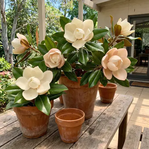 Terracotta Magnolia Blooms - A Floral Delight