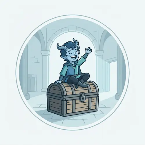 Young Tiefling Male Logo in Cold Colors | Cheerful Character Design
