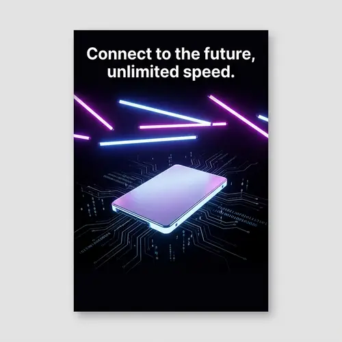 Future Technology Poster: Unlimited Speed Cyberpunk Design