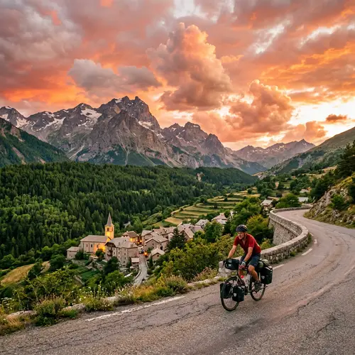 Biking Through French Mountains at Sunset