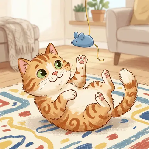 Playful Cartoon Cat Illustration - Adorable & Unique
