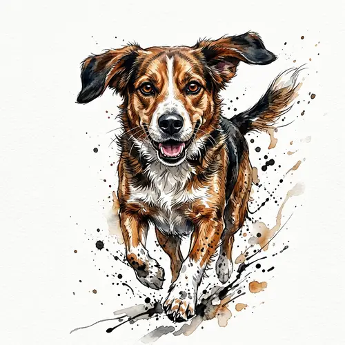 High-Resolution Watercolor Dog Portrait with Intense Eyes