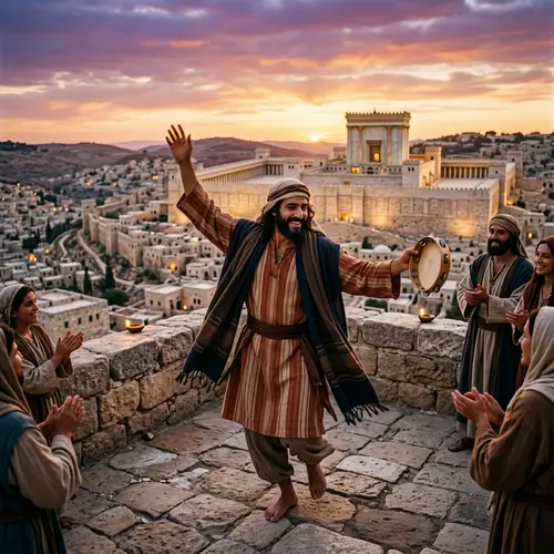 Ancient Jerusalem Cityscape View at Sunset
