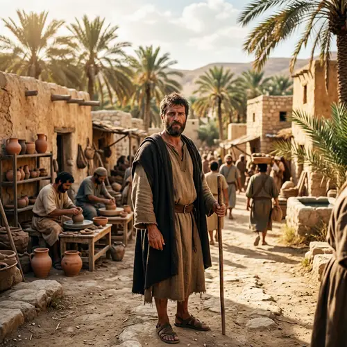 Ancient Israel Scene: Portrait of a Serious 35-Year-Old Caucasian Man