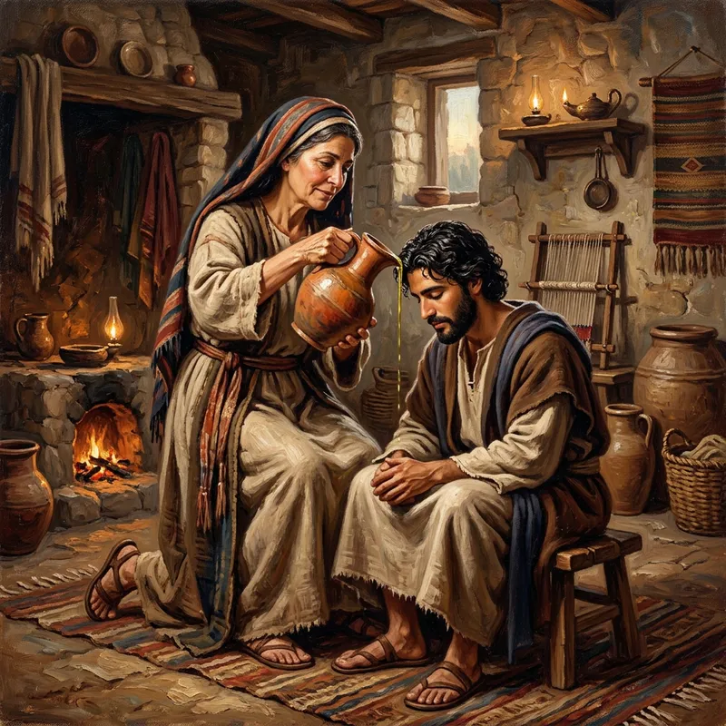 Ancient Israel Oil Anointing Scene