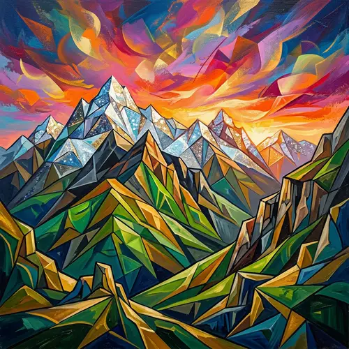 Stunning Mountain Landscape with Abstract Art Style