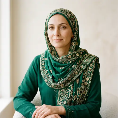 Elegant Woman in Emerald Green Hijab | Serene Portrait