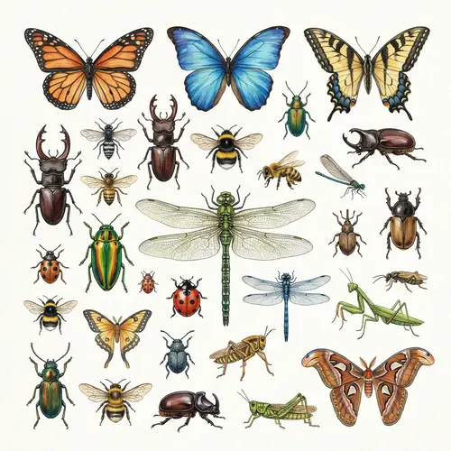 Watercolor Insects: Butterflies, Beetles, Dragonflies | Art Collection
