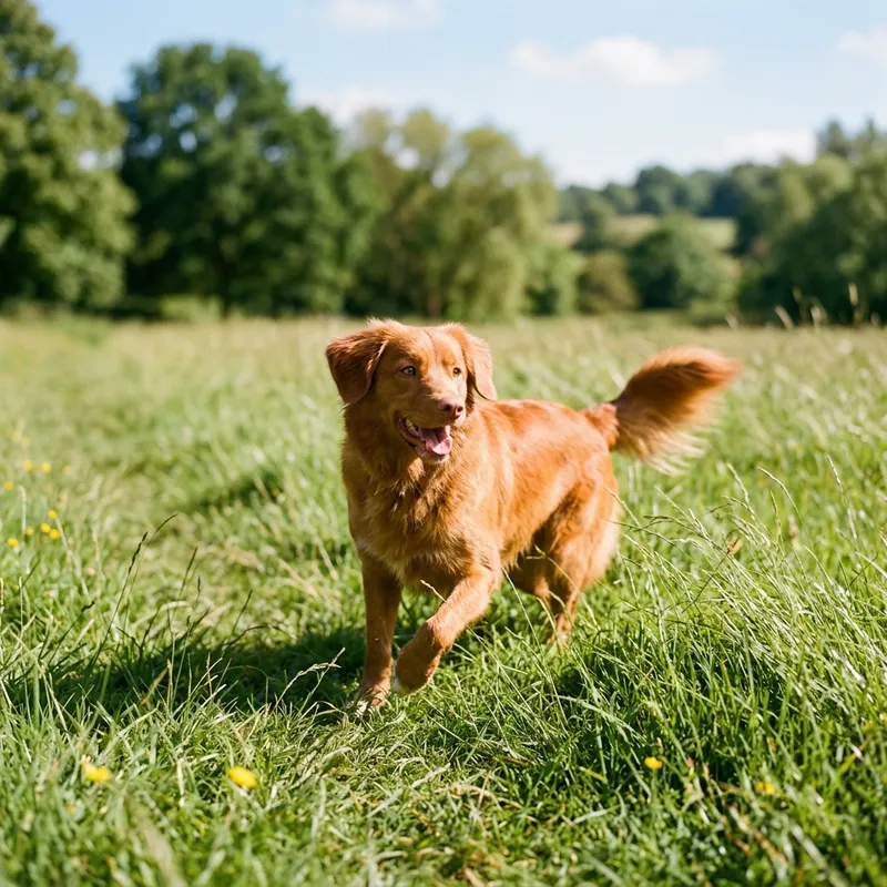 Adorable Dog Playing in Grassy Field