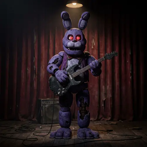 Mysterious Anthropomorphic Bunny with Electric Guitar