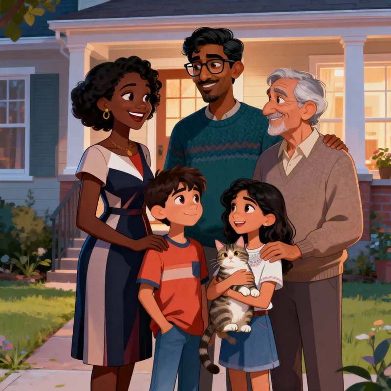 Beautiful Animated Family Portrait Artwork