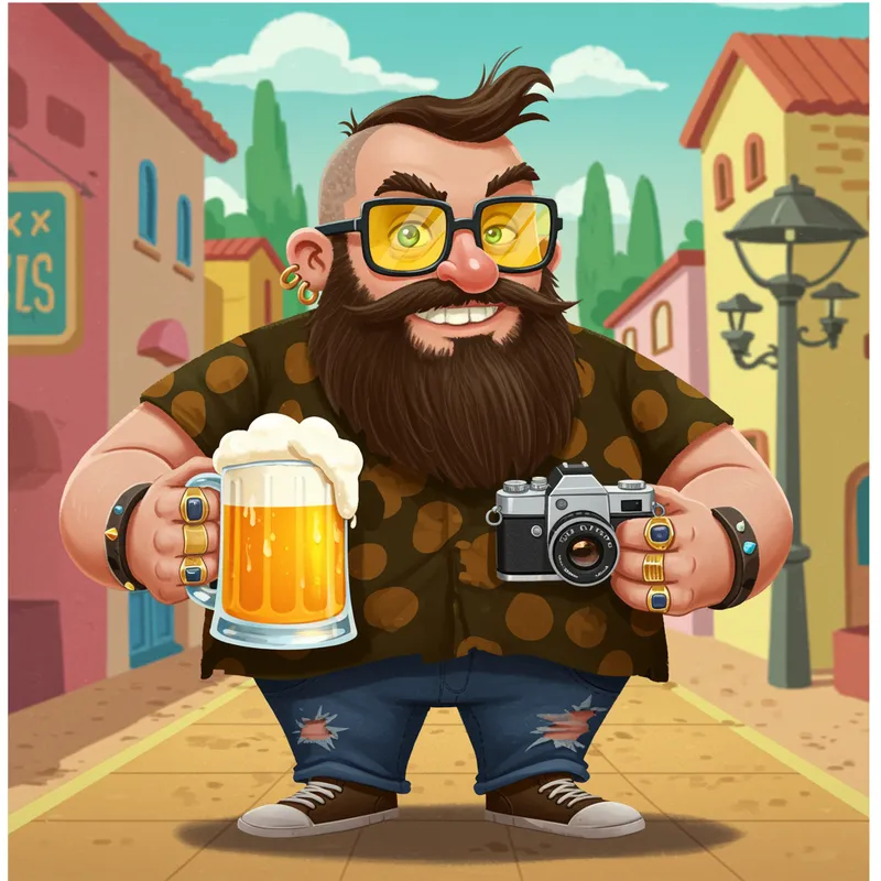 Rocking Disney Style: Cheerful Heavyset Man